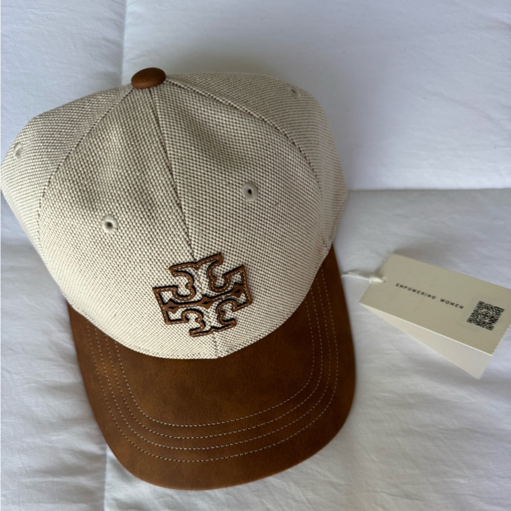 NWT - Authentic Tory Burch Two Tone Canvas Cap